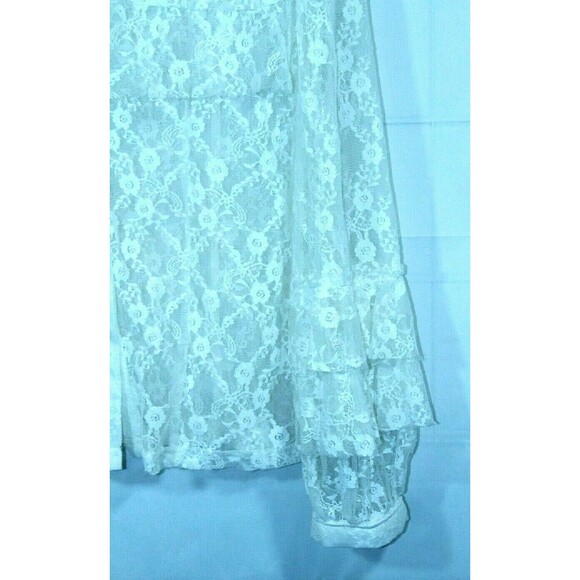 TOV Holy Blouse White Lace Top Shear Button Front Womens Size S - Picture 4 of 7
